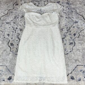 DB Studio Ivory Lace Formal Dress Cap Sleeve Wedding Bridal Party Size 14